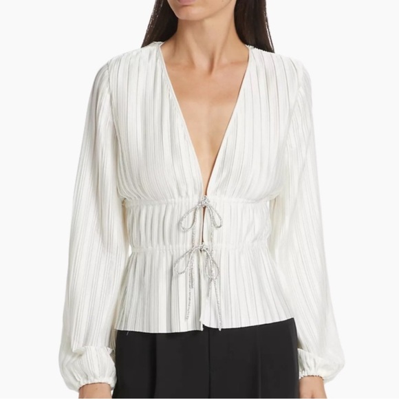 Wayf Payton Tie-Front Blouse. Emerald Green, Size SMALL. NWT - Picture 9 of 9